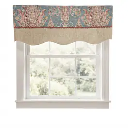 RLF Home - 100% Cotton Fairtrade Trimmed Provance Lined Window Valance 50" x 17" - Blue