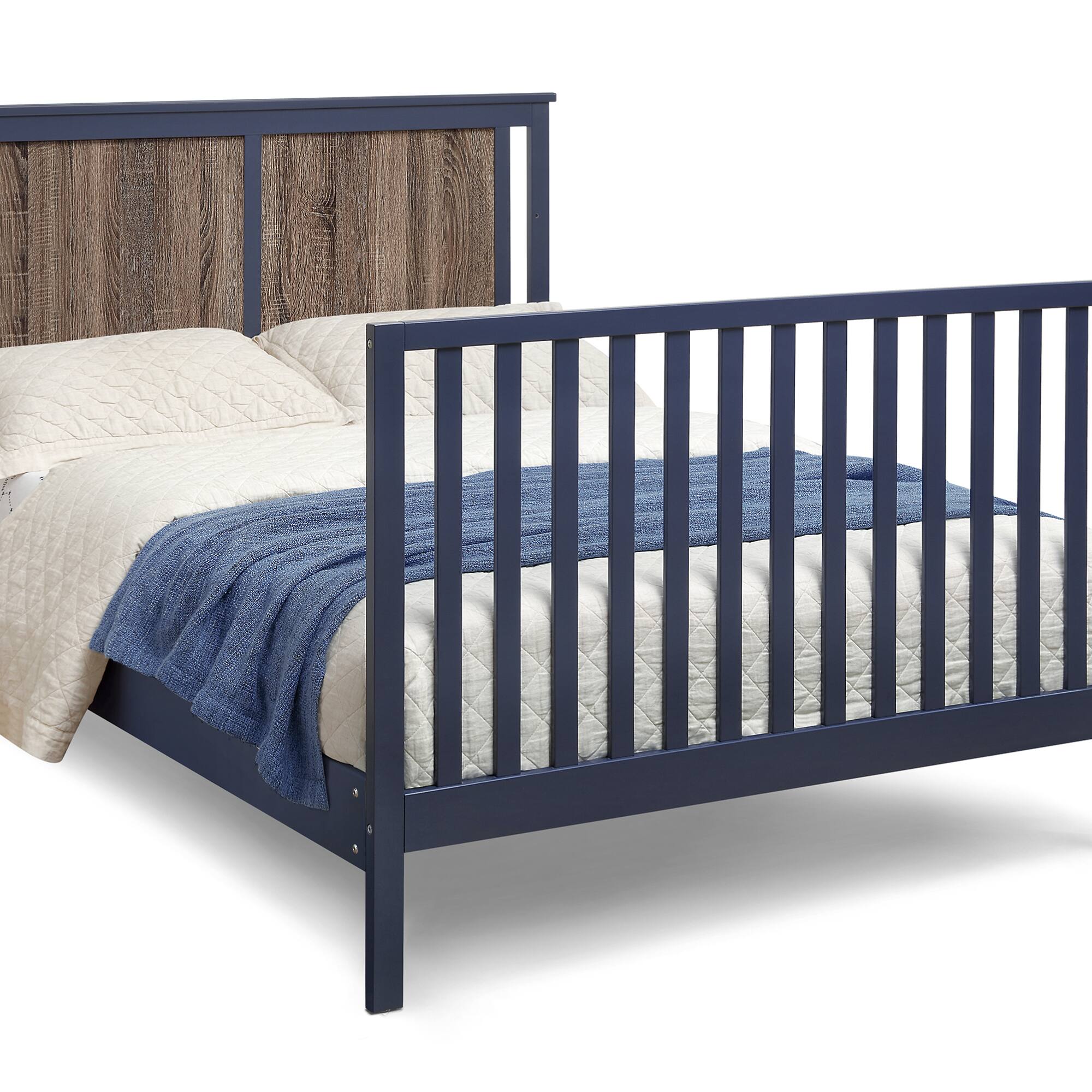 Alt View 5. GOODSILO - 4-in-1 Convertible Crib with Dual-Tone Finish - Adjustable Mattress Heights for Safe Infant Sleeping and Growing - Blue+Brown.