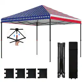 Outsunny - x 10 ft Pop Up Canopy Tent with One Push Setup, Outdoor Portable Instant Canopy Shelter w/ Roller Bag