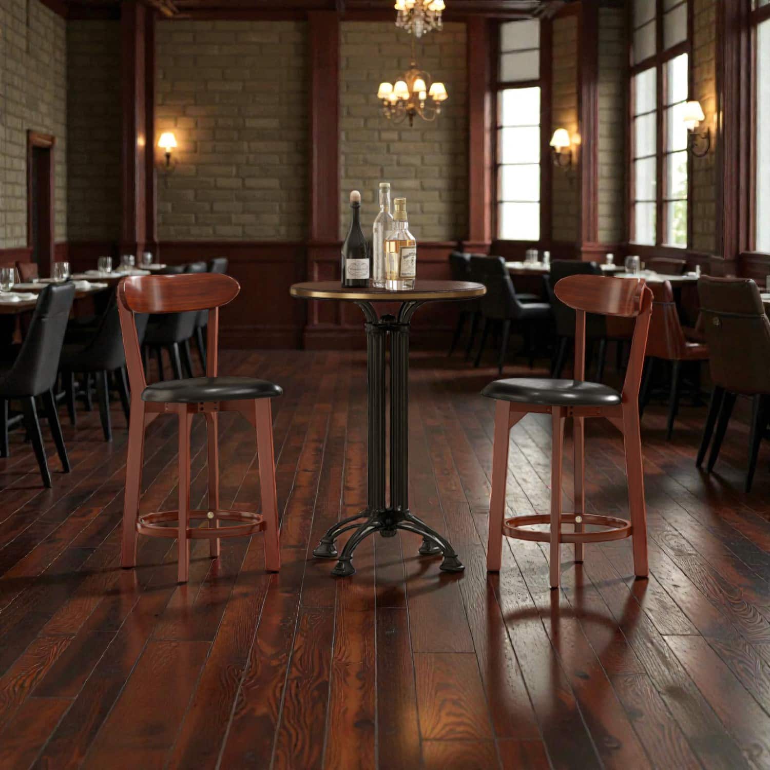 Hivvago - Set of Two Modern Kitchen Chairs Featuring Sleek Armless Design and Padded Seating - Walnut