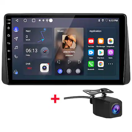 NIC RST 6:13 PM
Navi 0 km/h
Music
06:13 Friday
UNKNOWN
UNKNOWN
YouTube
File Manager
ImageScan
Play Store
Radio
DVR
REC
Bluetooth
Chrome