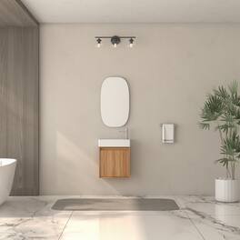 Boyel Living - 16 in Wall-Mounted Bathroom Vanity with White SMC Resin Basin Solid Wood Look Soft-Close Door Space-Saving Design - Acacia