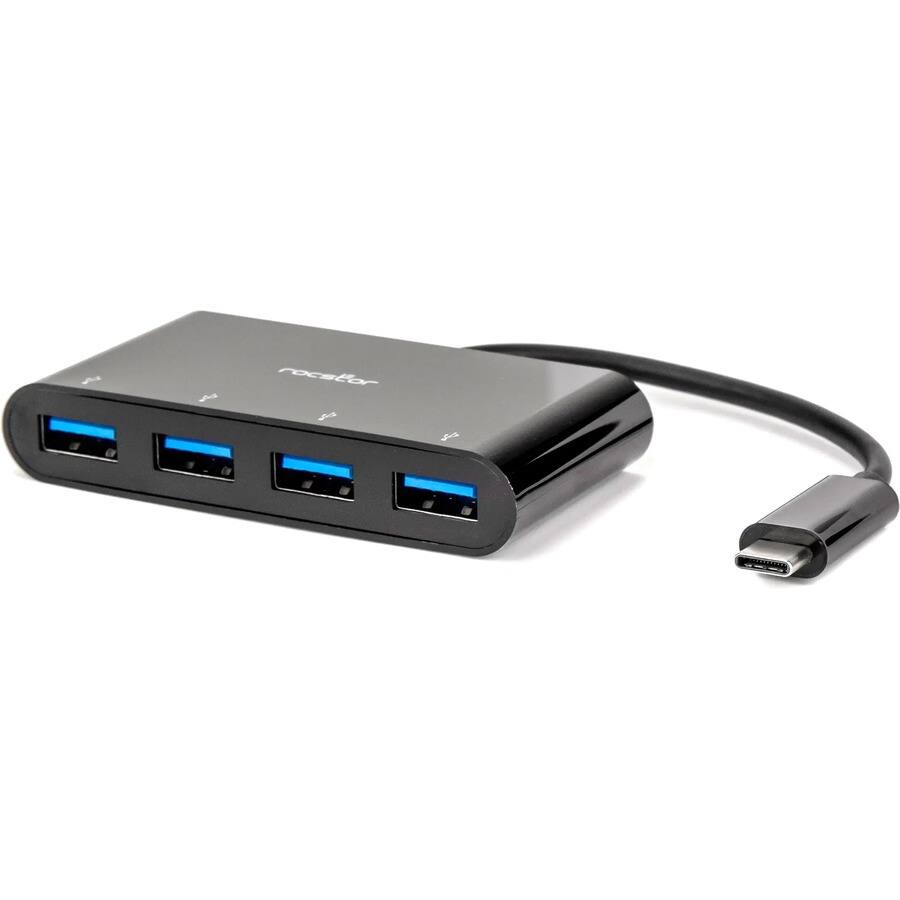 Alt View 2. Rocstor - Rocstor Premium Portable 4 Port Hub - USB-C to 4x USB-A Slim Hub - USB 3.0 Hub - Bus Powered - Black - USB C to USB - Black.