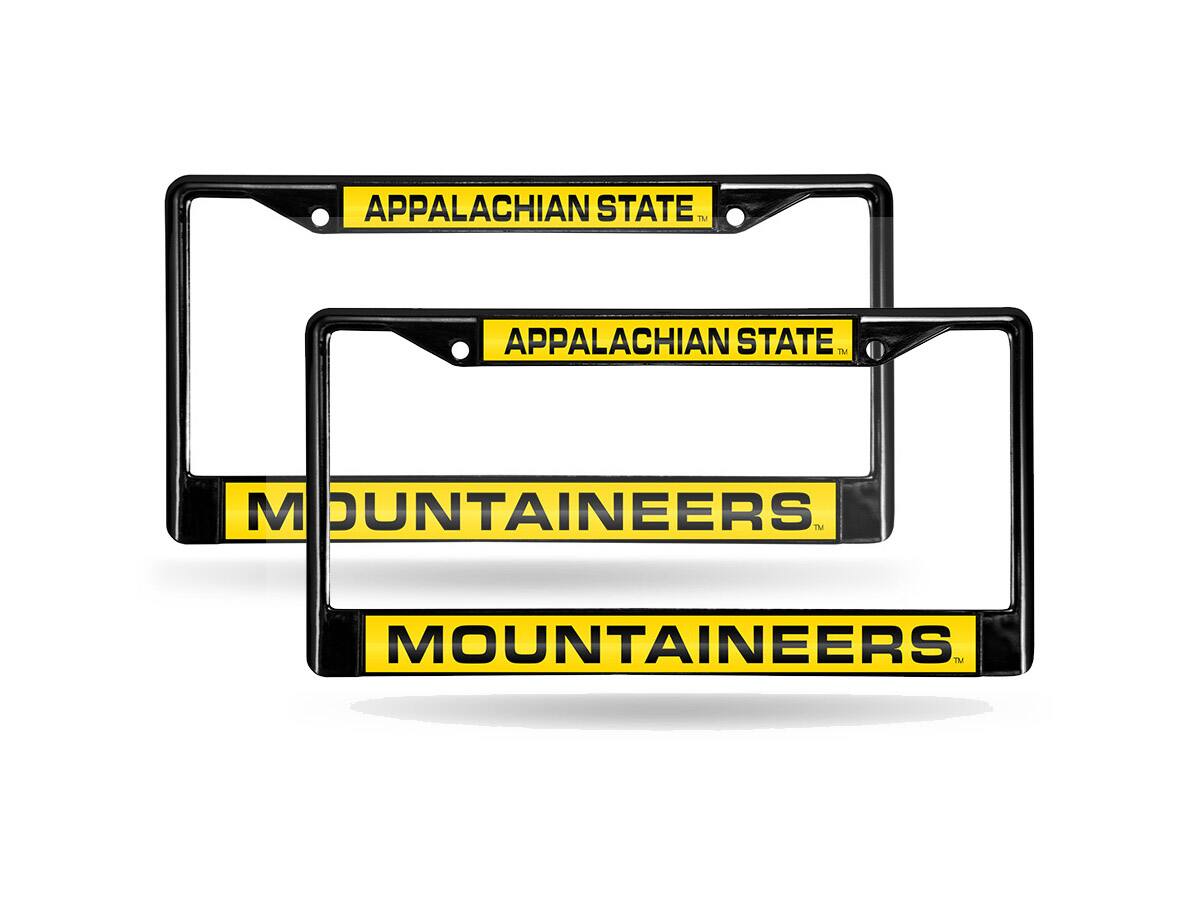 Appalachian State Black Chrome Metal Laser Cut (Set of 2) License Plate Frames