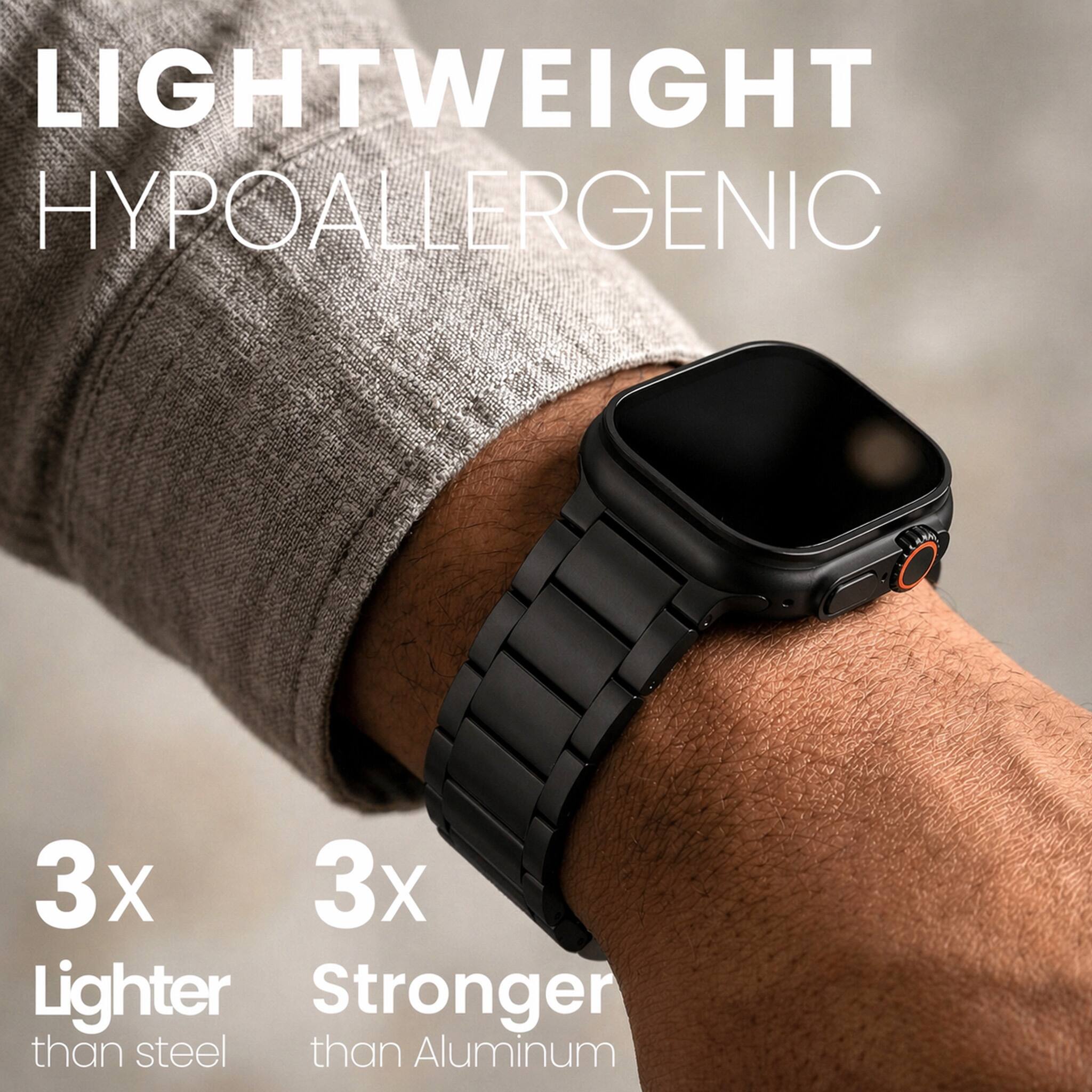 LIGHTWEIGHT  
HYPOALLERGENIC  

3x Lighter than steel  
3x Stronger than Aluminum