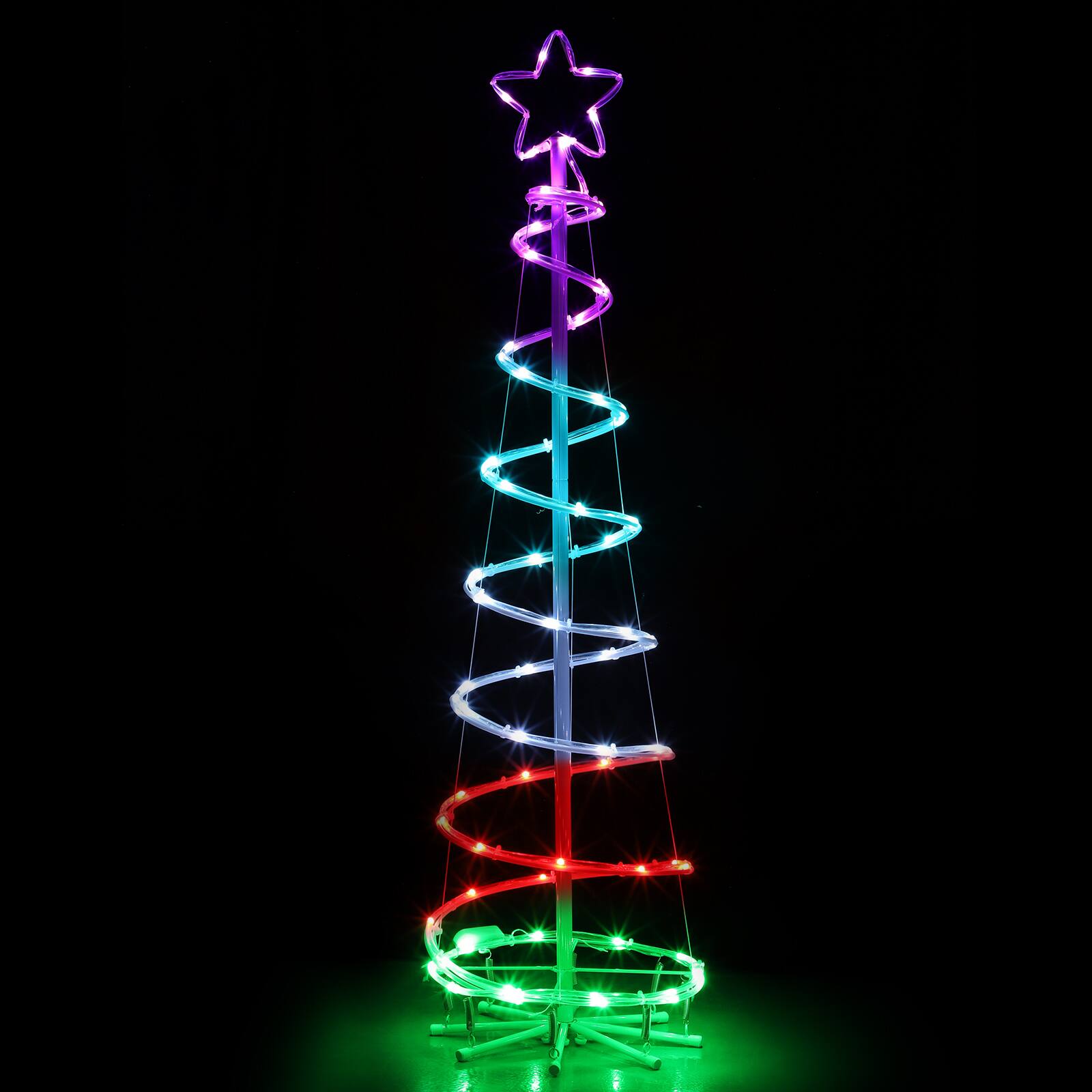 Back. Oumilen - 4FT Multicolor Spiral Christmas Tree Light, Plug-in 16 Color Changing LED Xmas Tree Lamp with Remote Control.