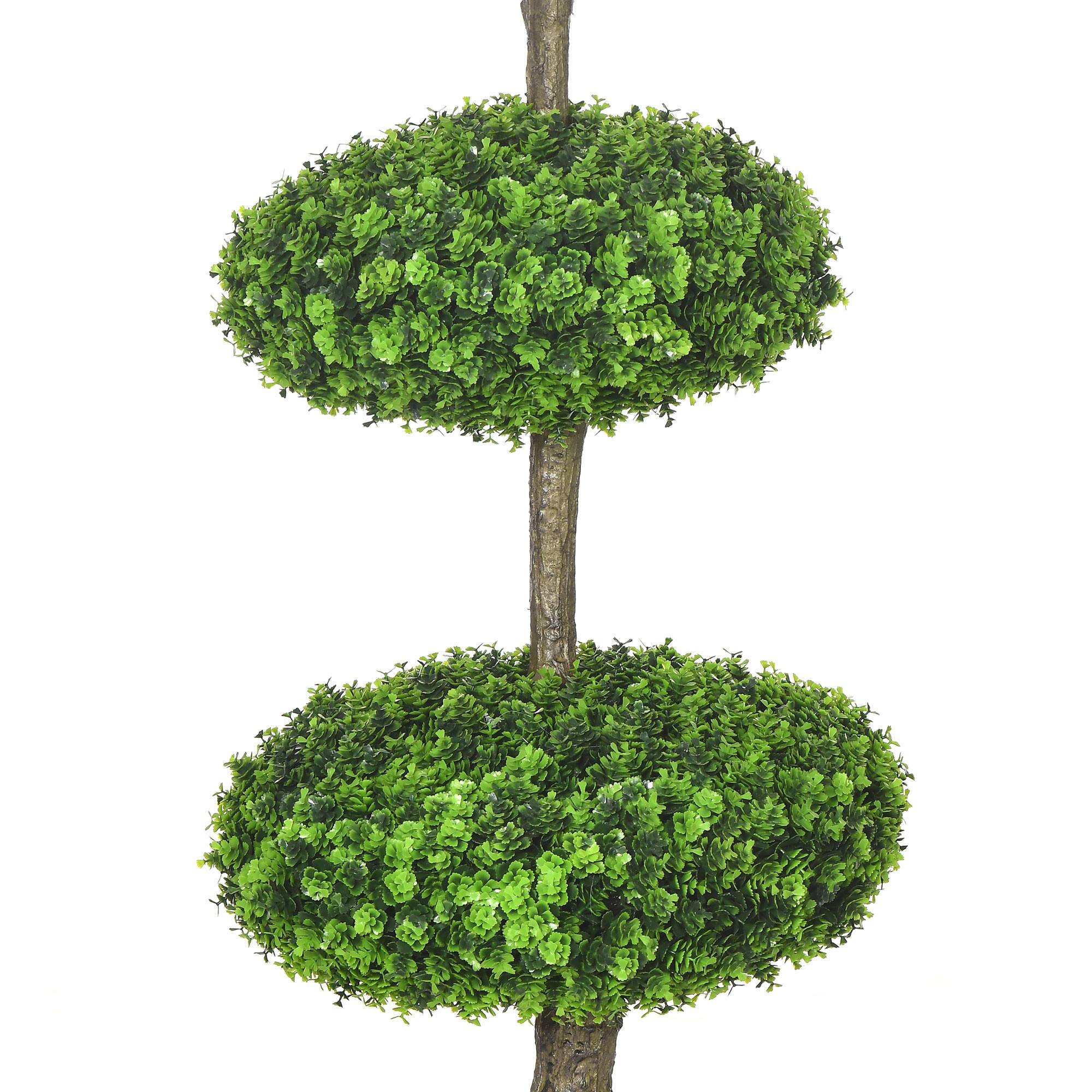Alt View 7. Homcom - Set of 2 Artificial Boxwood Topiary Trees in Pots, 43.25" Artificial Plants Faux Trees for Home Office, Living Room - Green.