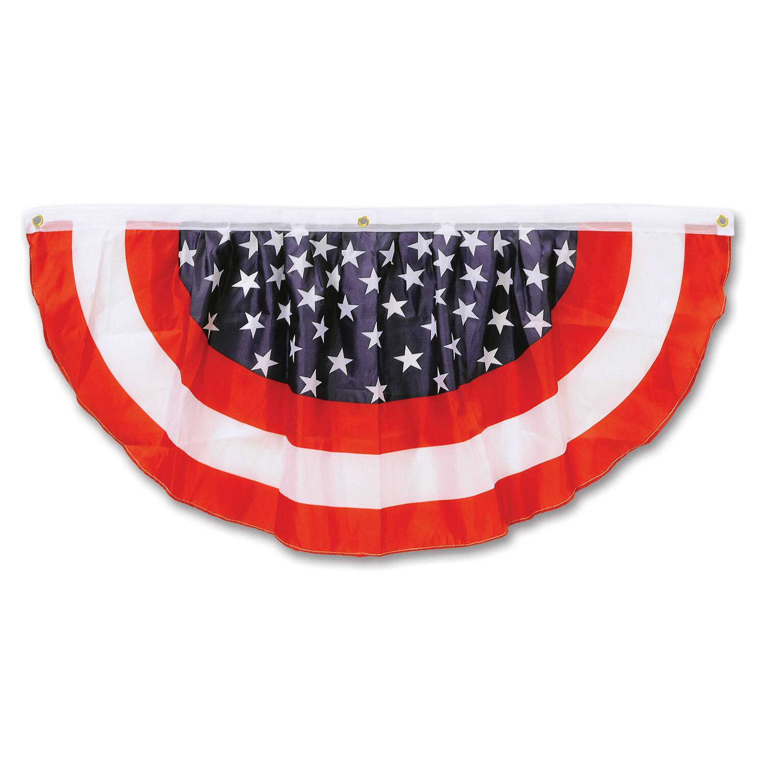 Front. The Beistle Company - Stars & Stripes Fabric Bunting (Pack of 6) - Red, White and Blue.