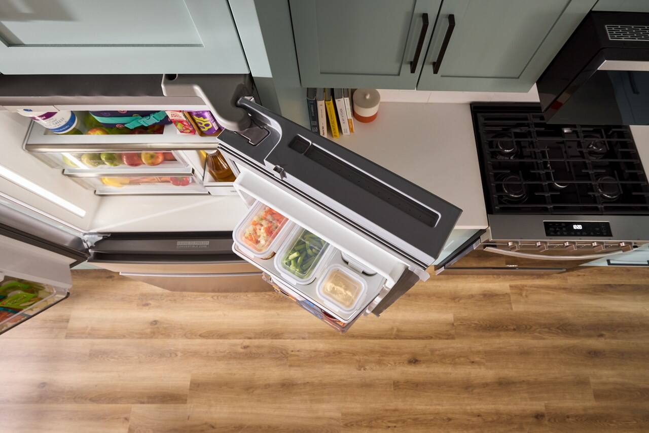 Alt View 12. Whirlpool - 22 Cu. Ft. 4-Door French Door Counter-Depth Refrigerator - Black Stainless Finish.