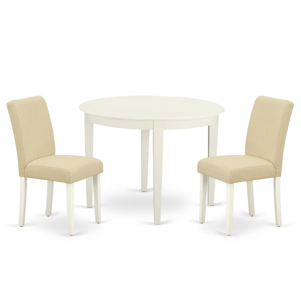 Back. East West Furniture - Dining Room Set Linen White - Brown.