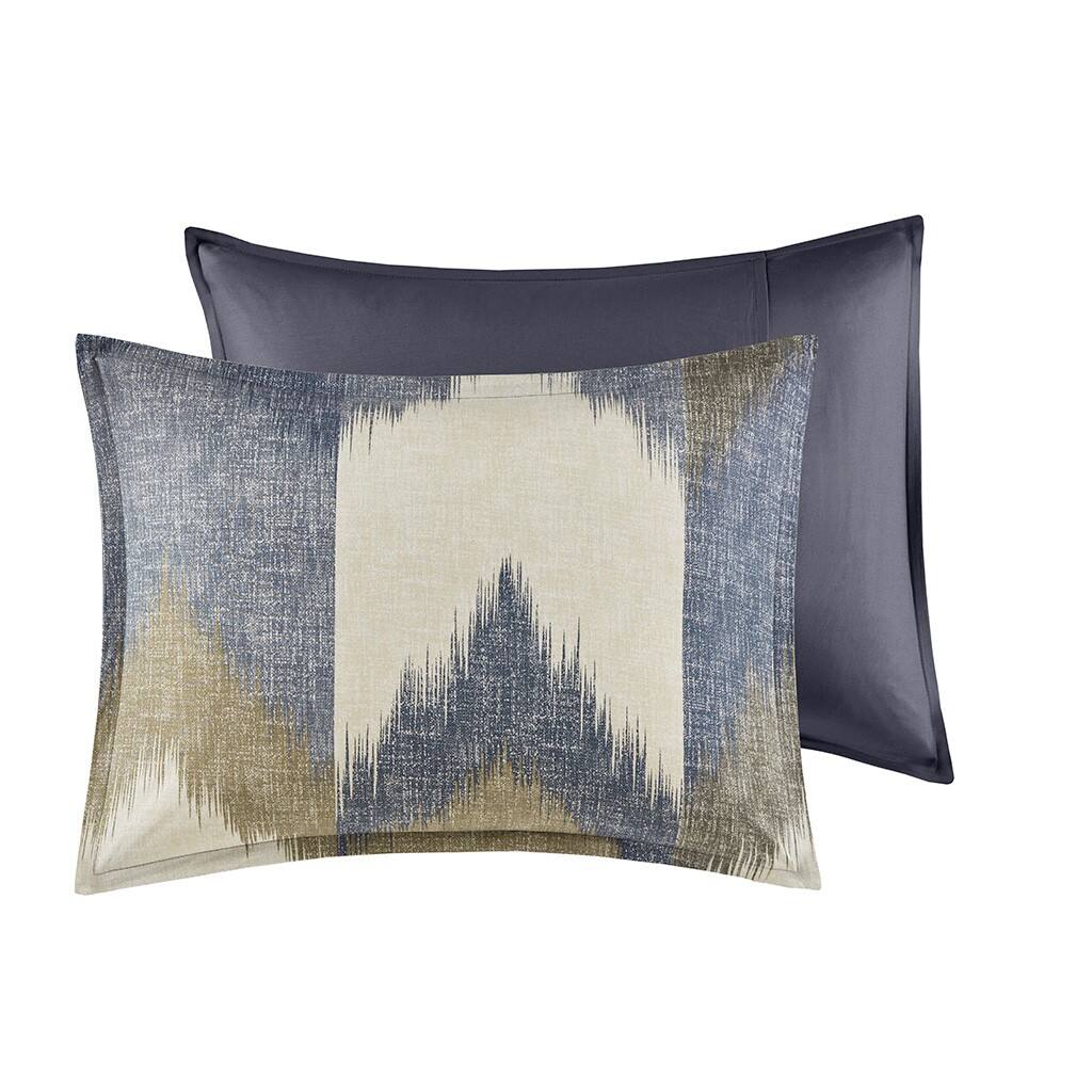Alt View 4. Gracie Mills - Gracie Mills Heise 3-Piece Modern Ikat Chevron Duvet Cover Set - Navy.