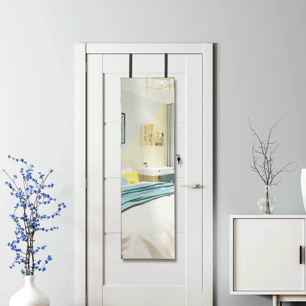 Alt View 9. Ecooso - Wall and Door Mounted Mirrored Jewelry Cabinet with Built-In LED Lights and Storage.