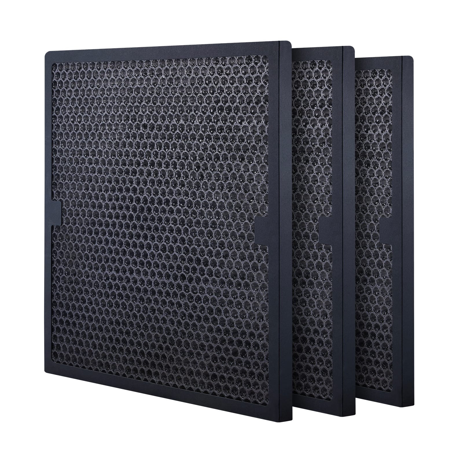 VEVOR - Active Carbon Filters, 3 Pack, 15.7'' x 15.7'' Air Filter Replacement, High-efficient Stage 2 Filters - Black