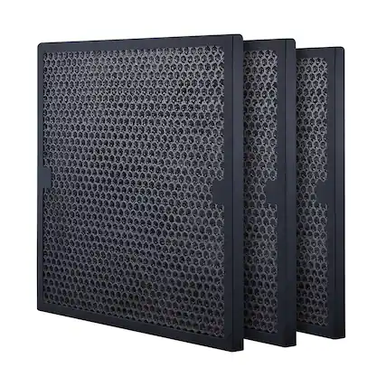 Front. VEVOR - Active Carbon Filters, 3 Pack, 15.7'' x 15.7'' Air Filter Replacement, High-efficient Stage 2 Filters - Black.
