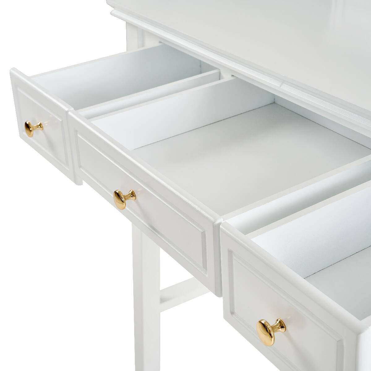 Alt View 4. Loheer - Loheer Compact Makeup Vanity Table with Stool, Reversible Mirror, White - White.