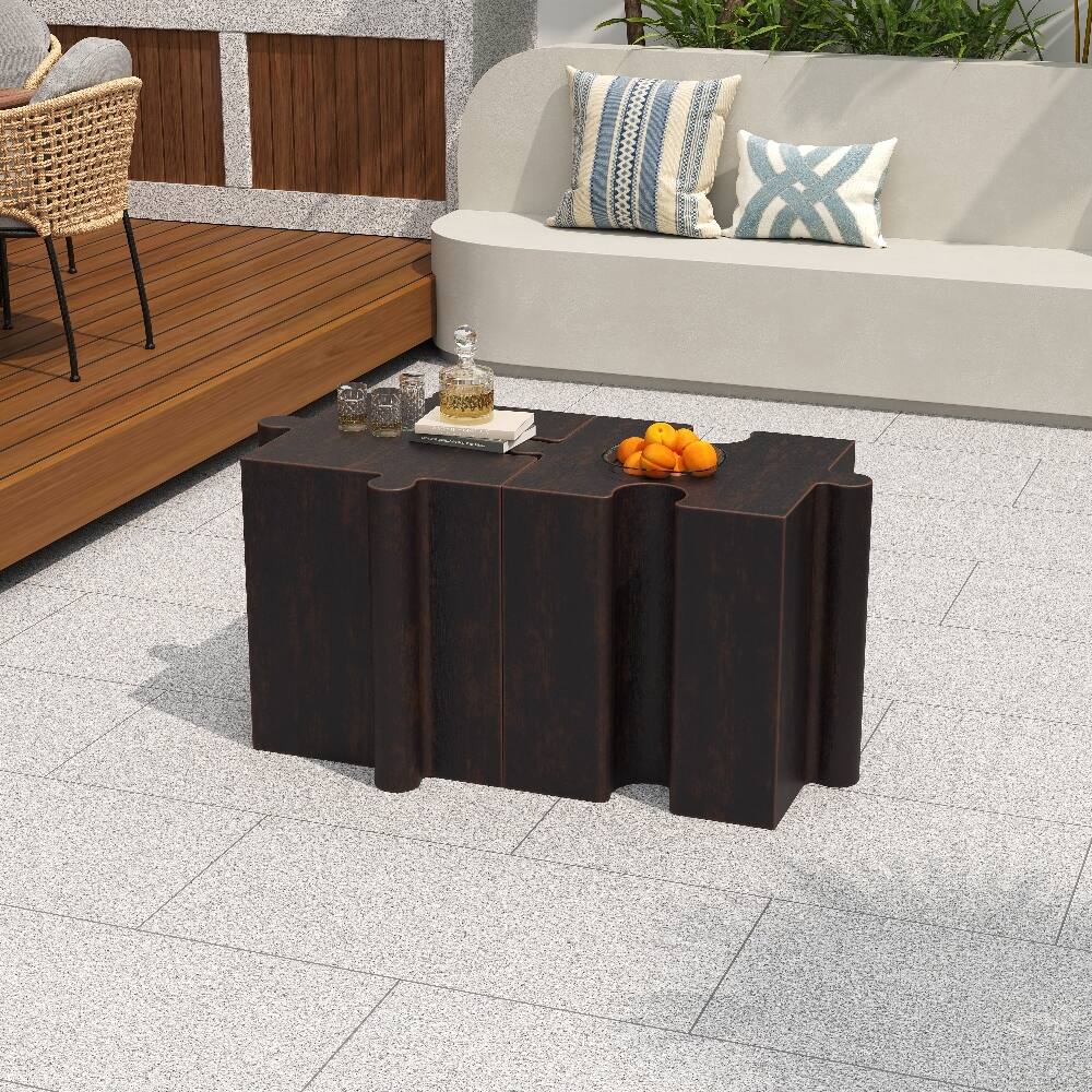 Alt View 4. Loheer - Loheer 2-Piece Artistic Puzzle Table Set Modular MGO Side Tables Interlocking Antique Copper - Antique Copper.