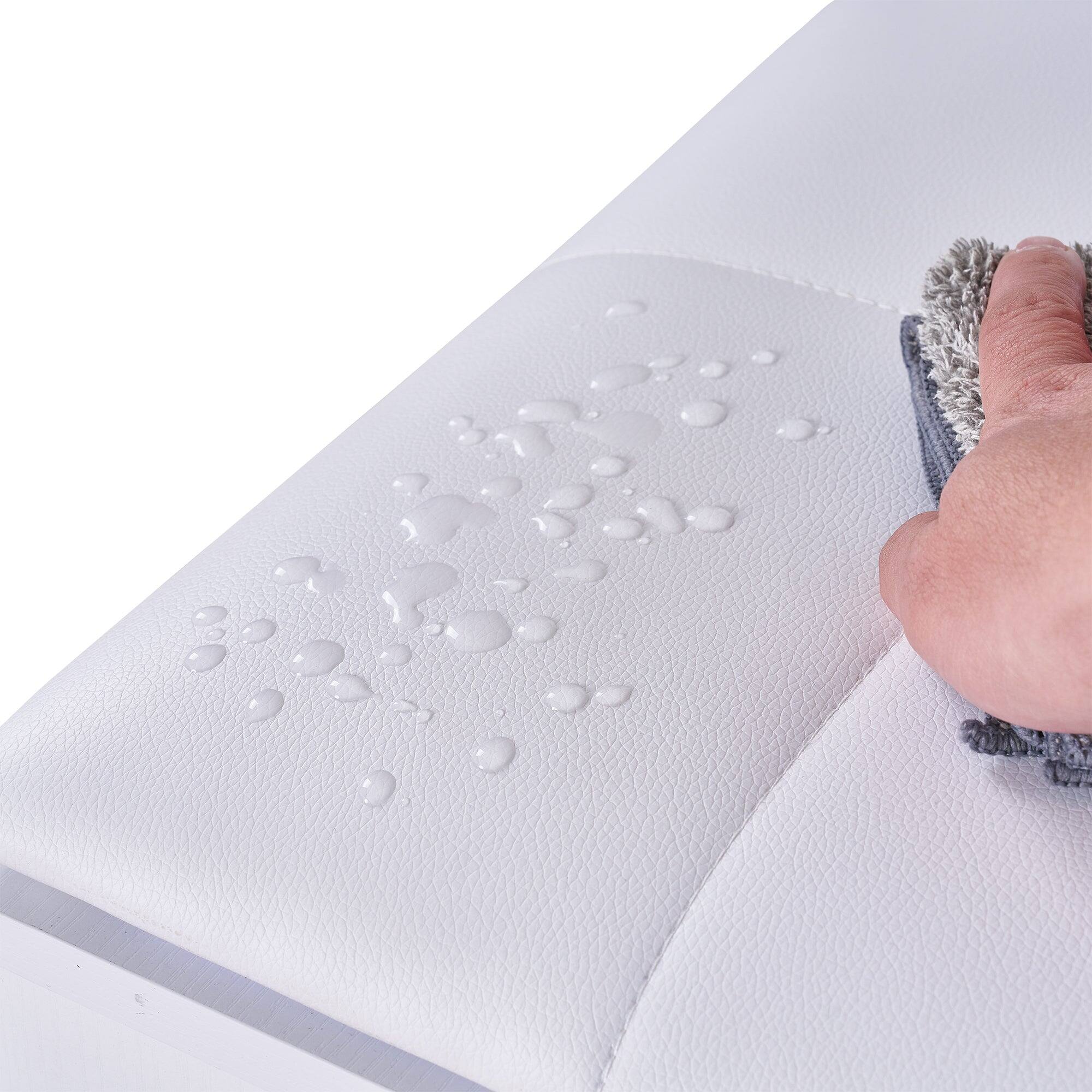 Back. Vecelo - Shoe Storage Bench,Entryway Bench With Door,Drawer & Soft Removable Seat Cushion - White.