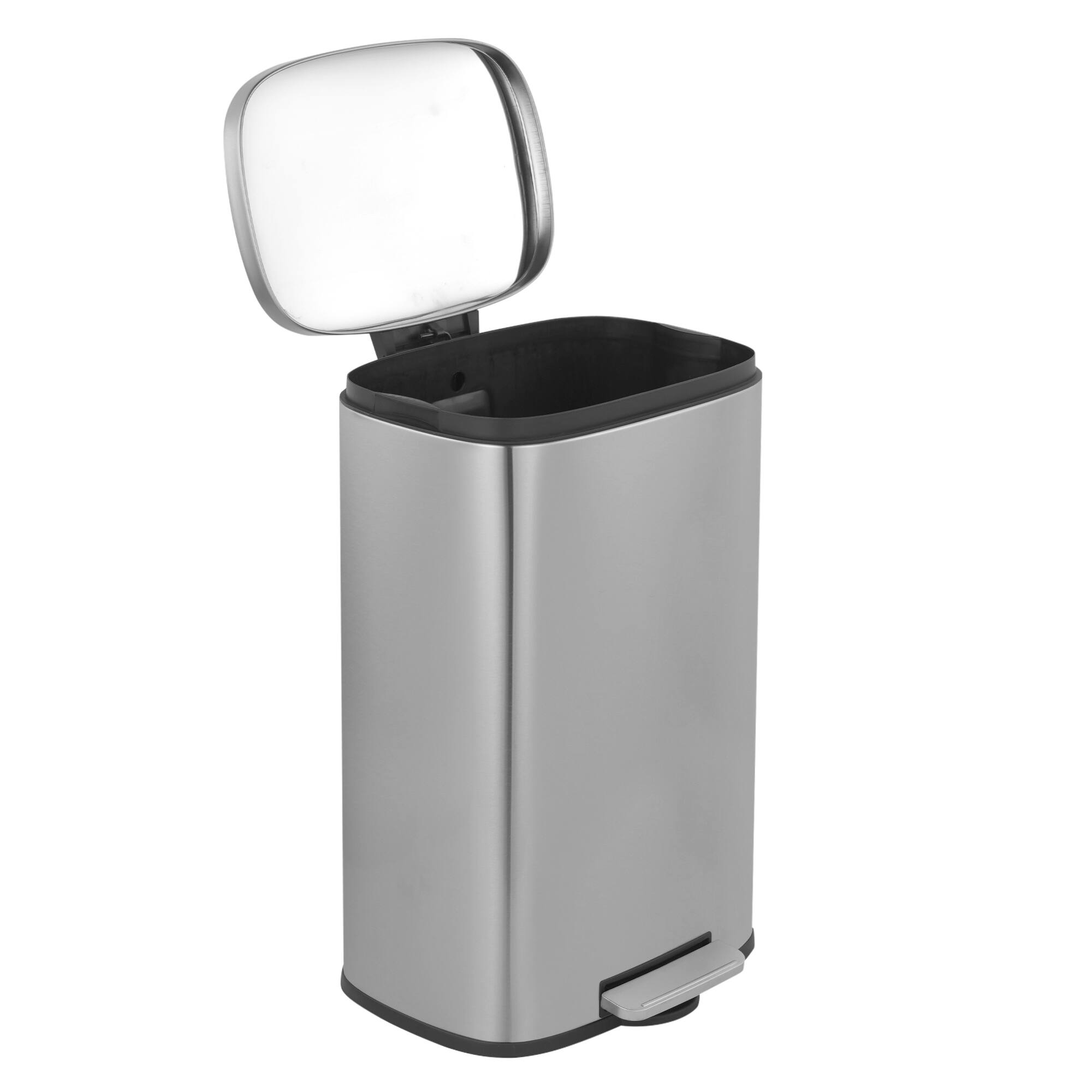 Angle. Innovaze - 13 Gal./50 Liter Oval Shape Stainless Steel Step-on Trash Can for Kitchen - Sliver.