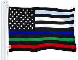 G128 - 150D Polyester 3x5 Thin Line American Flag - First Responders - Assorted Colors