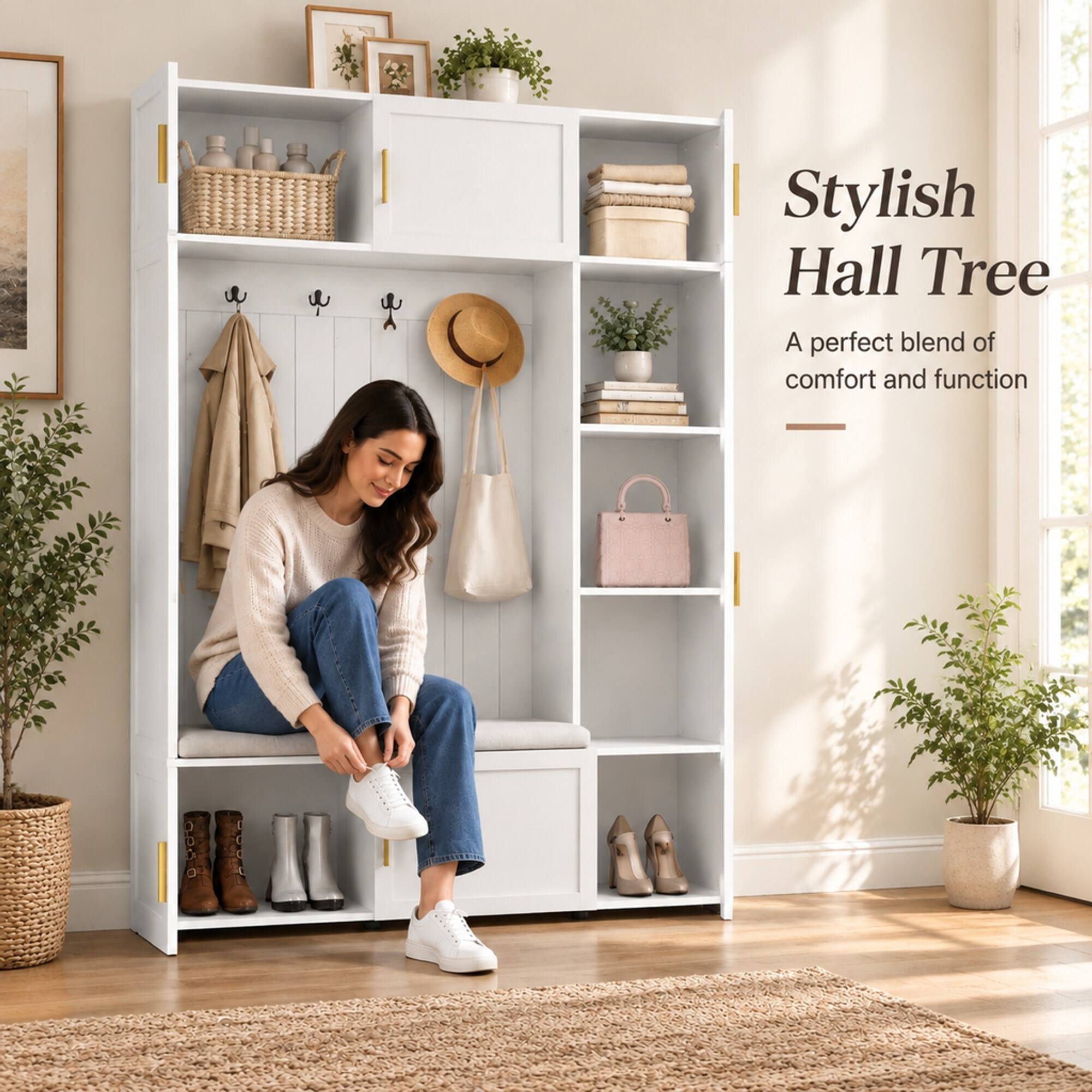 Stylish Hall Tree  
A perfect blend of comfort and function