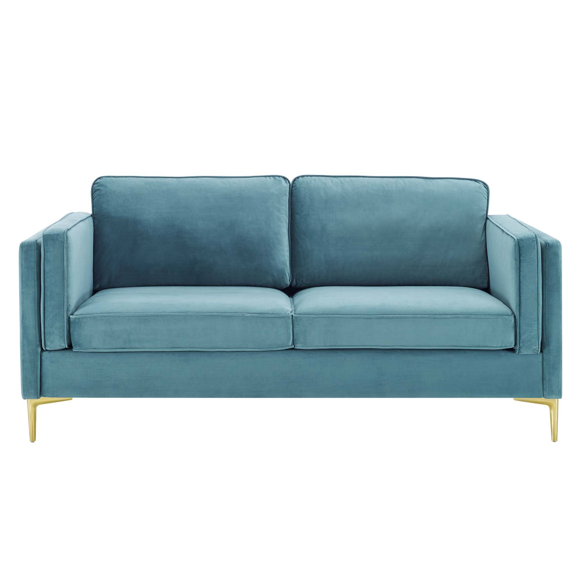 Alt View 4. Modway - Kaiya Performance Velvet Sofa by Modway - Sea Blue.