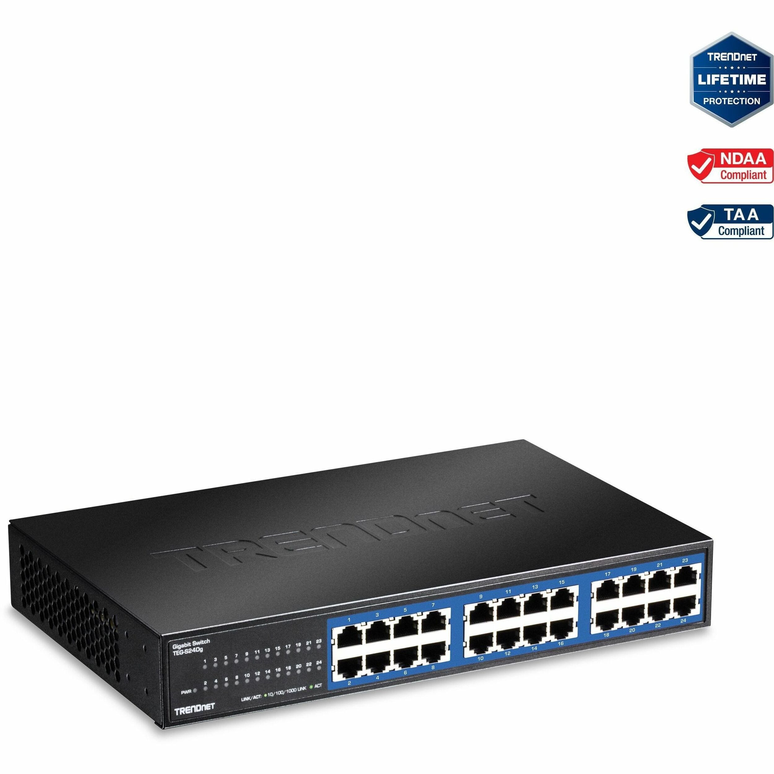 Trendnet - TEG-S24Dg 24-port Gigabit GREENnet Switch(Metal Desktop) w/ internal power - Black price history on PriceWatchPro