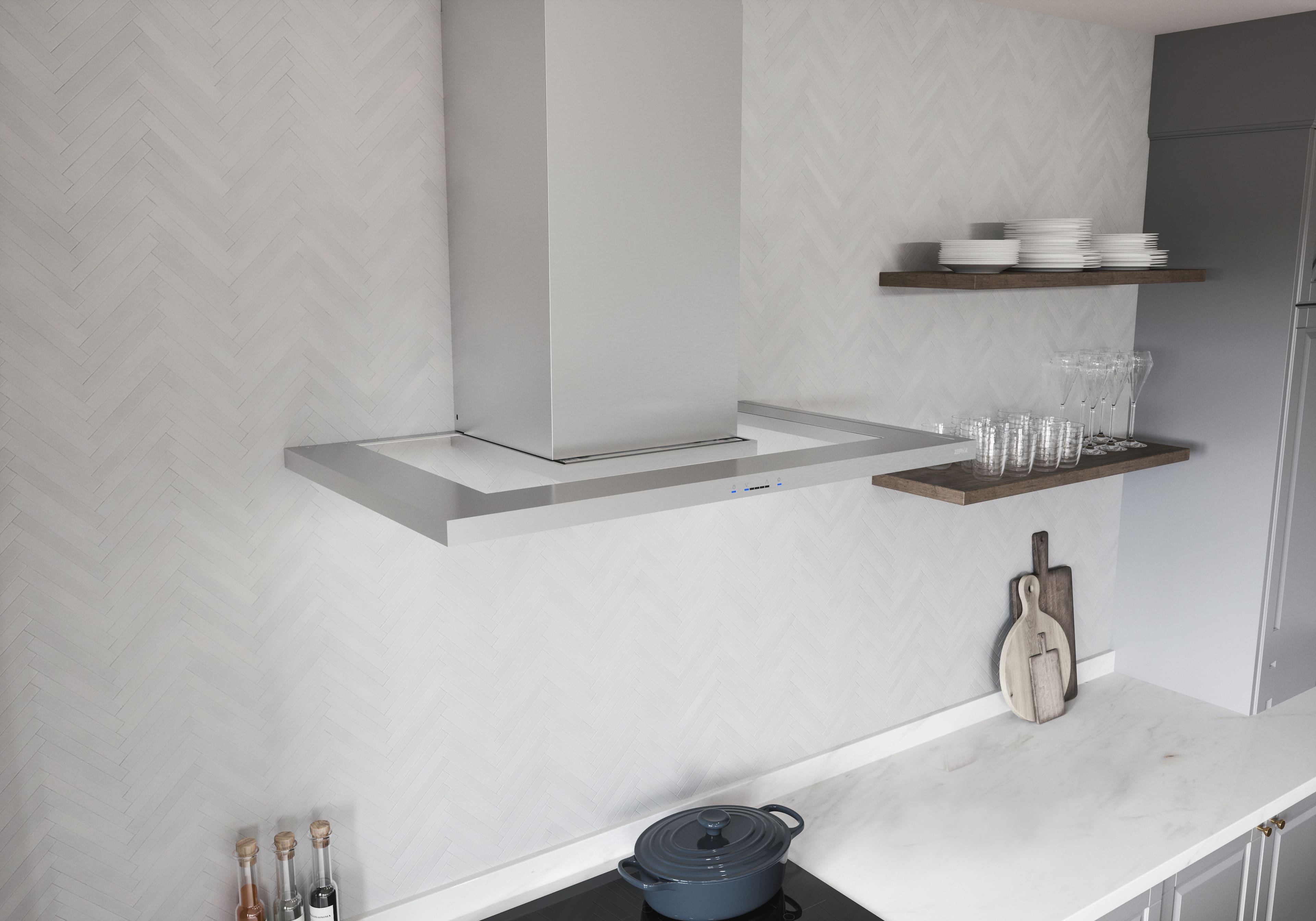 Alt View 14. Zephyr - Modena 30 in. 600 CFM Wall Mount Range Hood with LED Light - Stainless Steel.