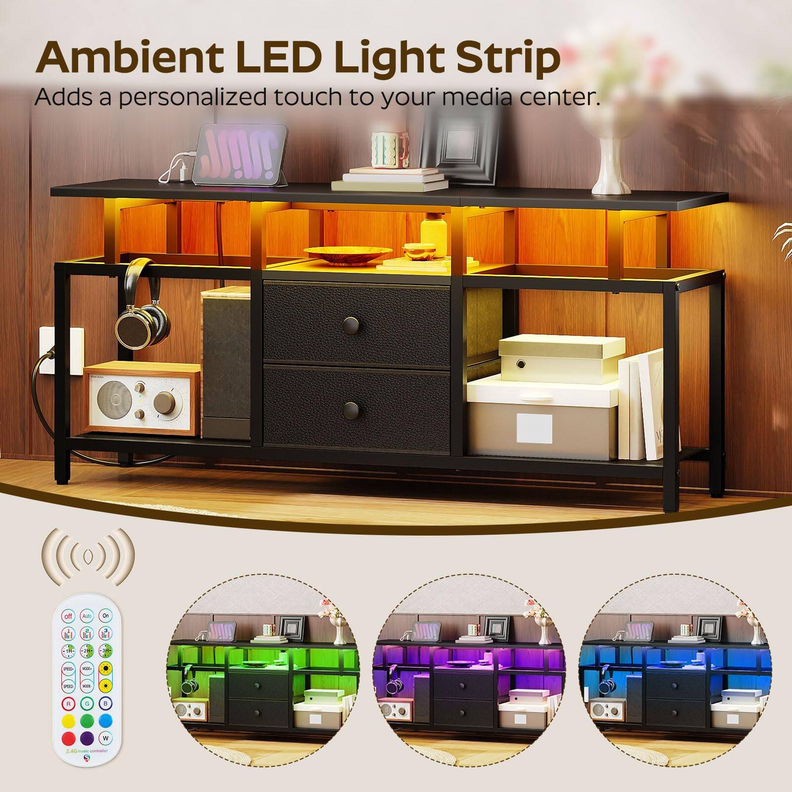Ambient LED Light Strip  
Adds a personalized touch to your media center.