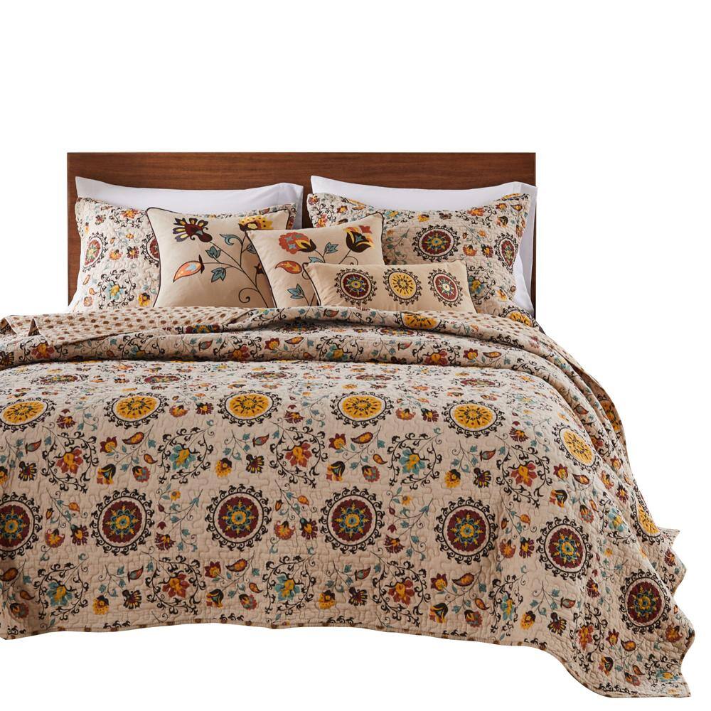 Front. Greenland Home Fashions - Greenland Home Fashion Andorra Quilt And Sham Bonus Set - 4 - Piece - Twin 68x88", Multi - Multi.