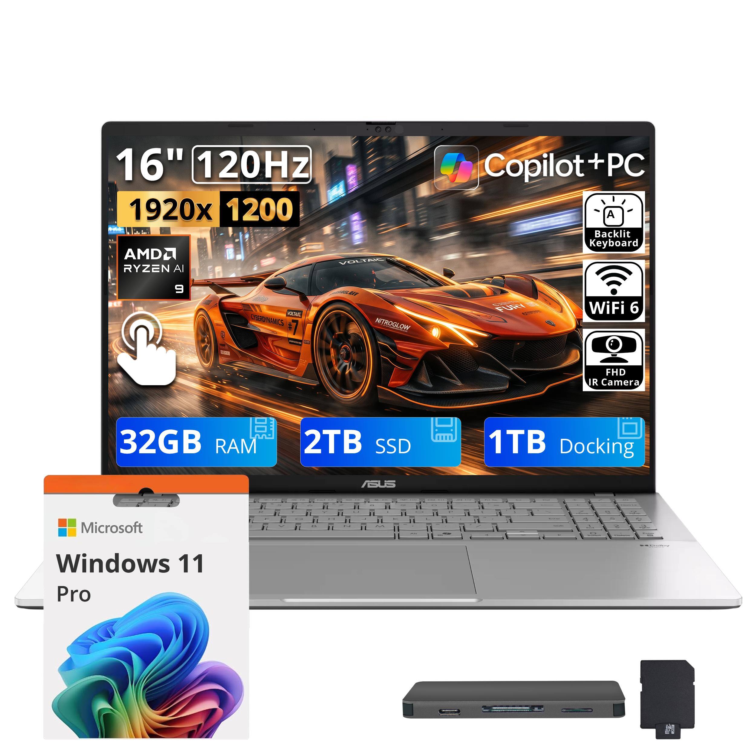 16" 120Hz 1920x 1200 AMD RYZEN AI 9 Copilot+PC A Backlit Keyboard
9
VOLTAGE DYNAMICS
NITROGLOW
FURY
WiFi 6
FHD IR Camera
32GB RAM
2TB SSD
1TB Docking
ASUS
Microsoft
Windows 11 Pro