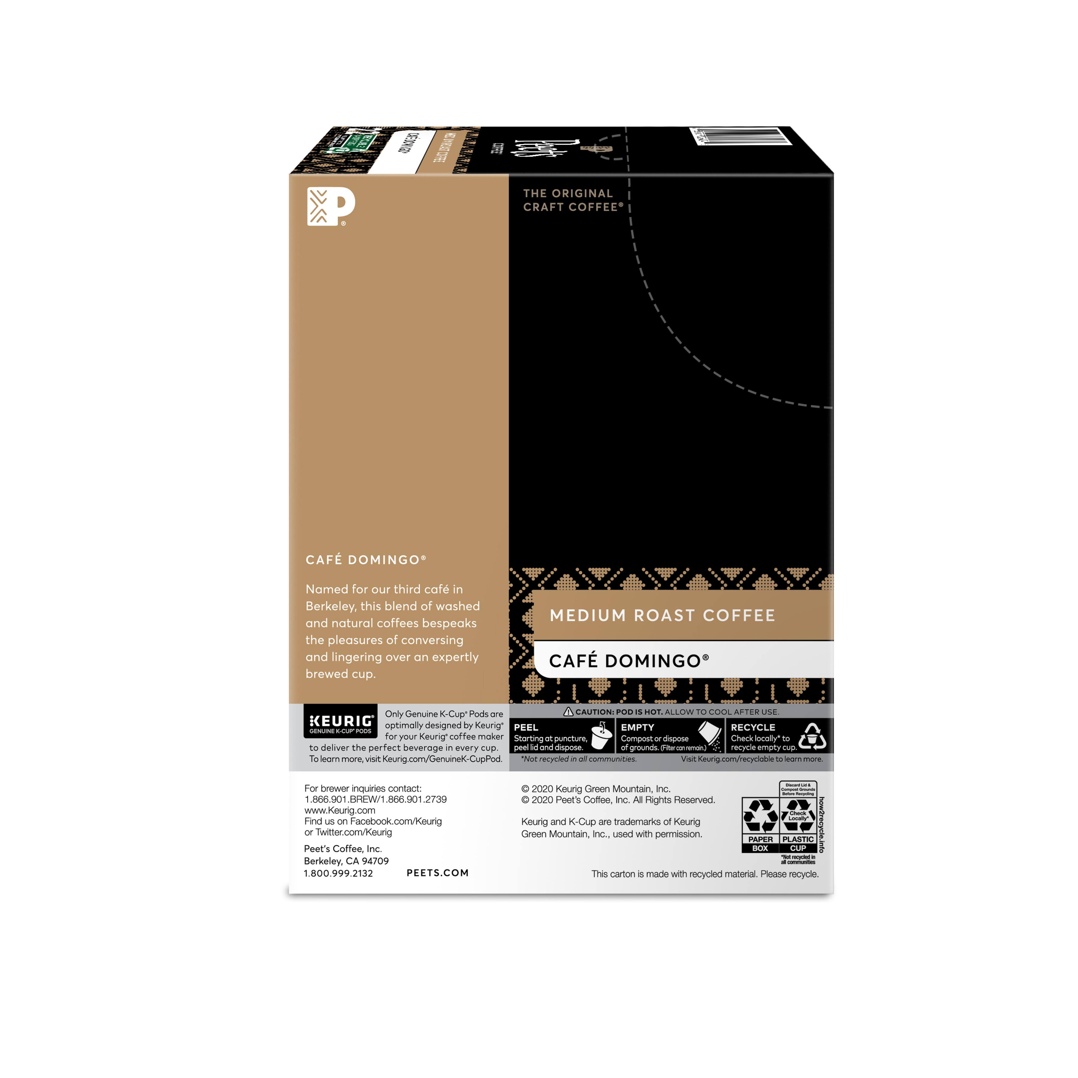 Alt View 16. Peet's Coffee - Peet's Coffee Cafe Domingo, Keurig Single Serve K-Cup Pods, Medium Roast Coffee, 22 Count.