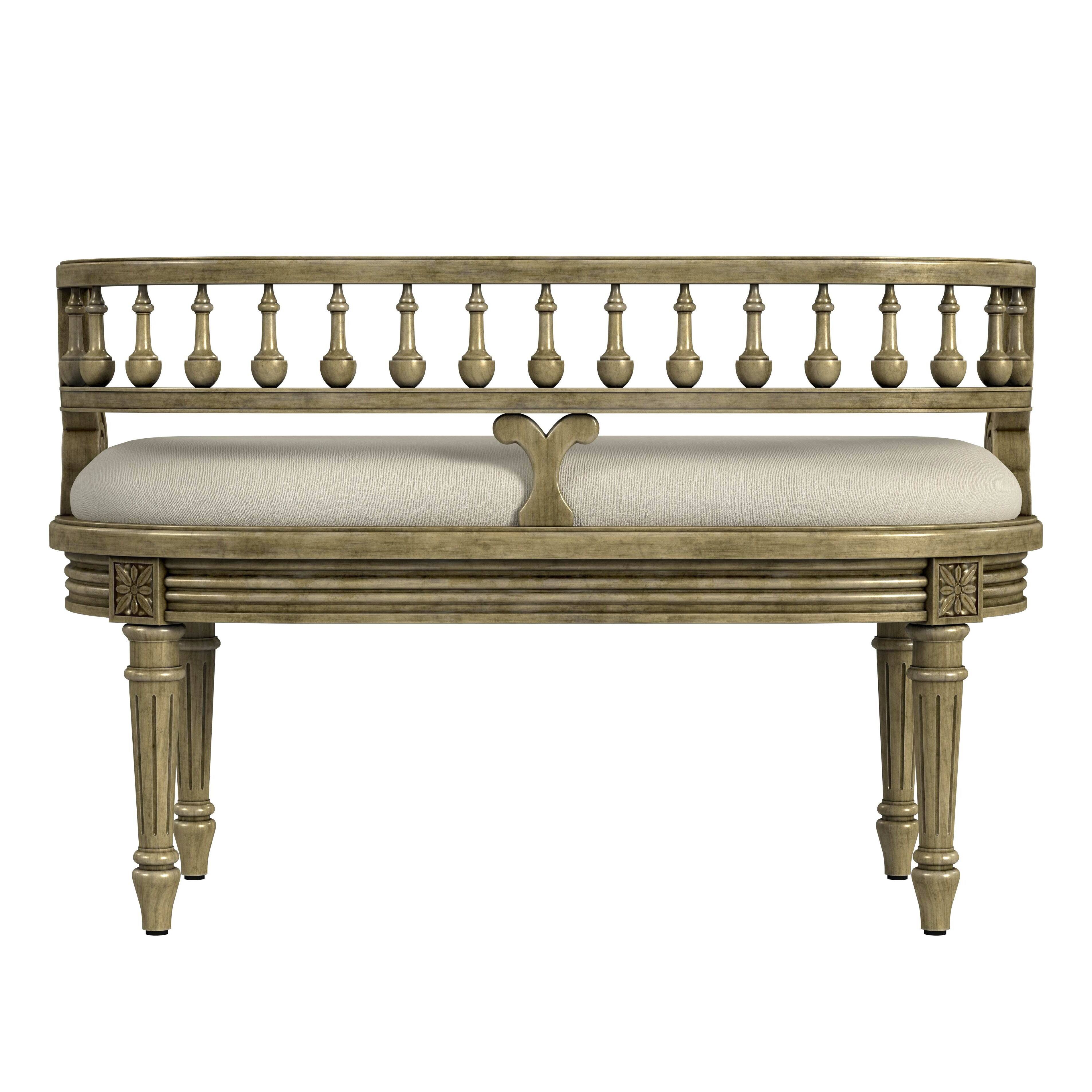 Alt View 6. Butler Specialty - Hathaway 37 in. W Oval Upholstered and Wood Traditional Low Back Accent Bench - Beige.