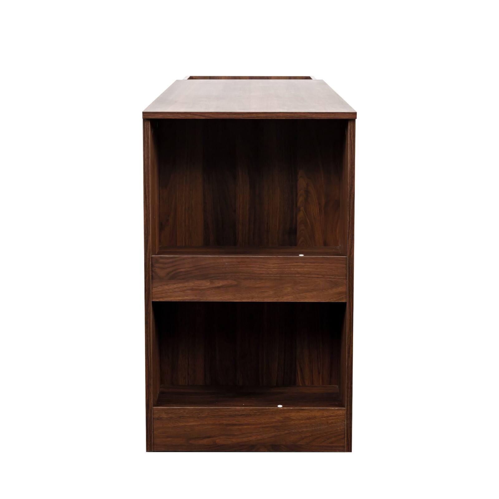 Alt View 10. Glintex - Computer Desk with Drawers, Modern Corner Home Office storage with extendable table, Study Writing Desk Workstation - Walnut.