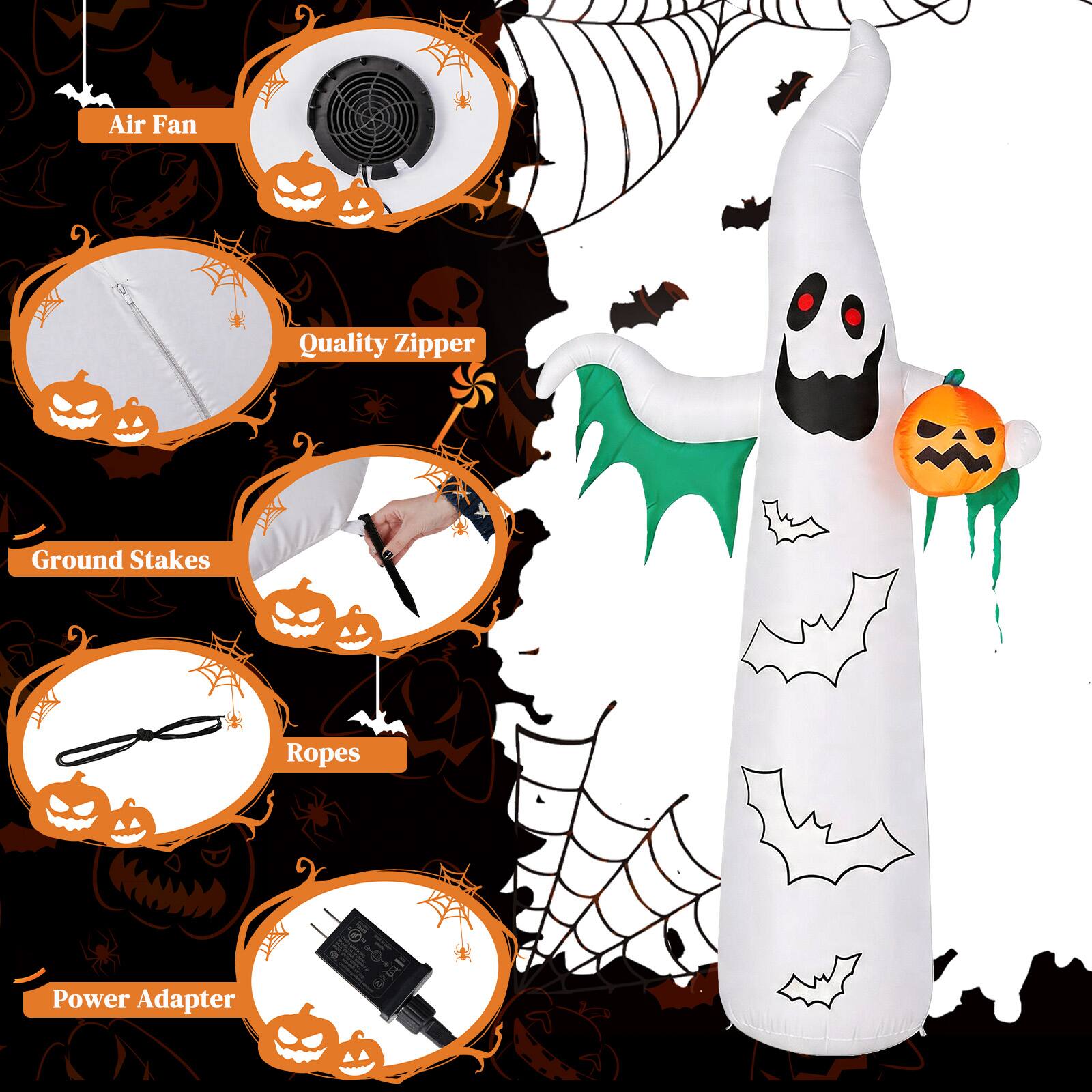 Air Fan  
Quality Zipper  
Ground Stakes  
Ropes  
Power Adapter