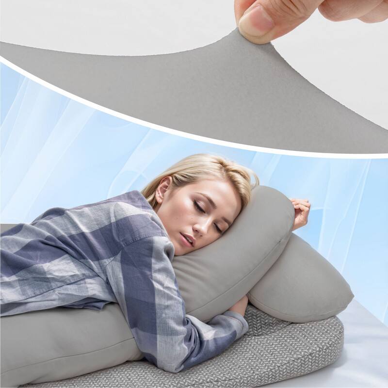 Alt View 3. wowmax - Side Sleeper Pillow - H-Shaped Neck/Shoulder Support w/ Arm Hole & Removable Cover (Grey) - Gray.