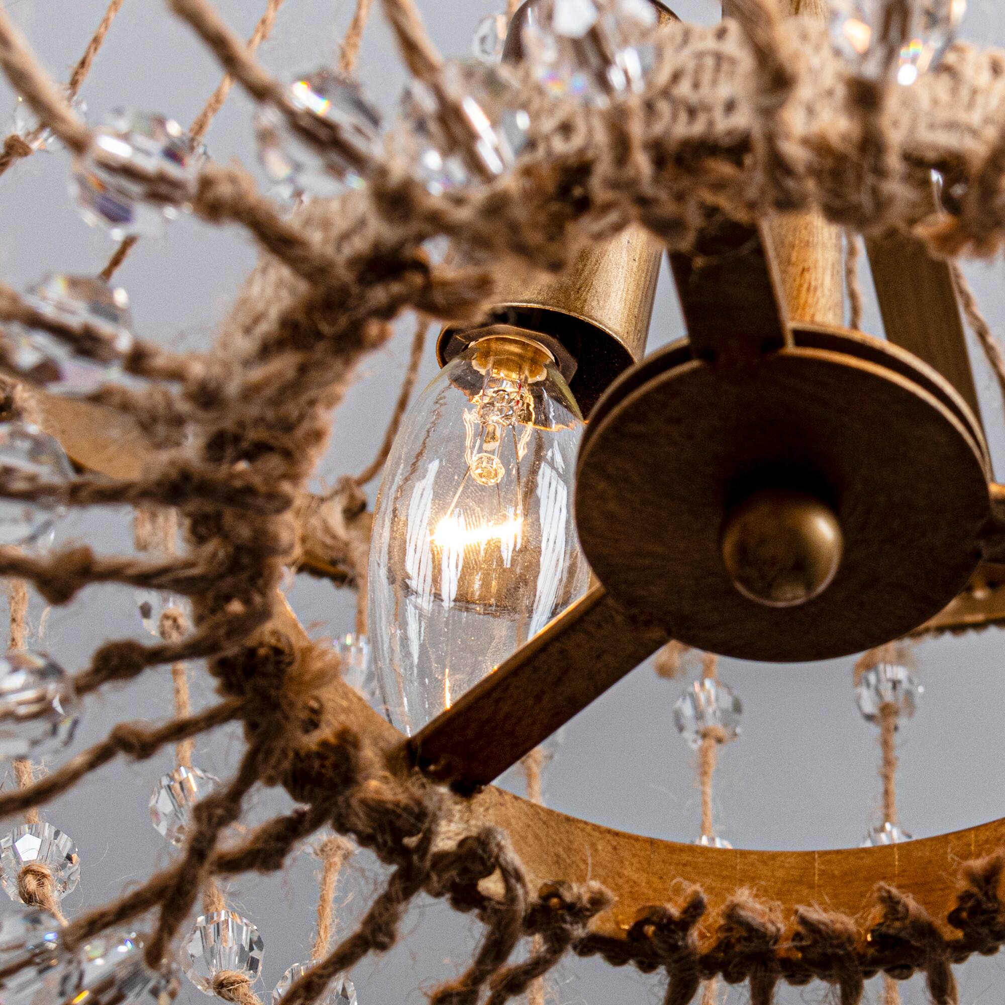 Alt View 6. Parrot Uncle - 16.5 in. 4-Light Antique Gold Crystal Rope Chandelier - Antique Gold.