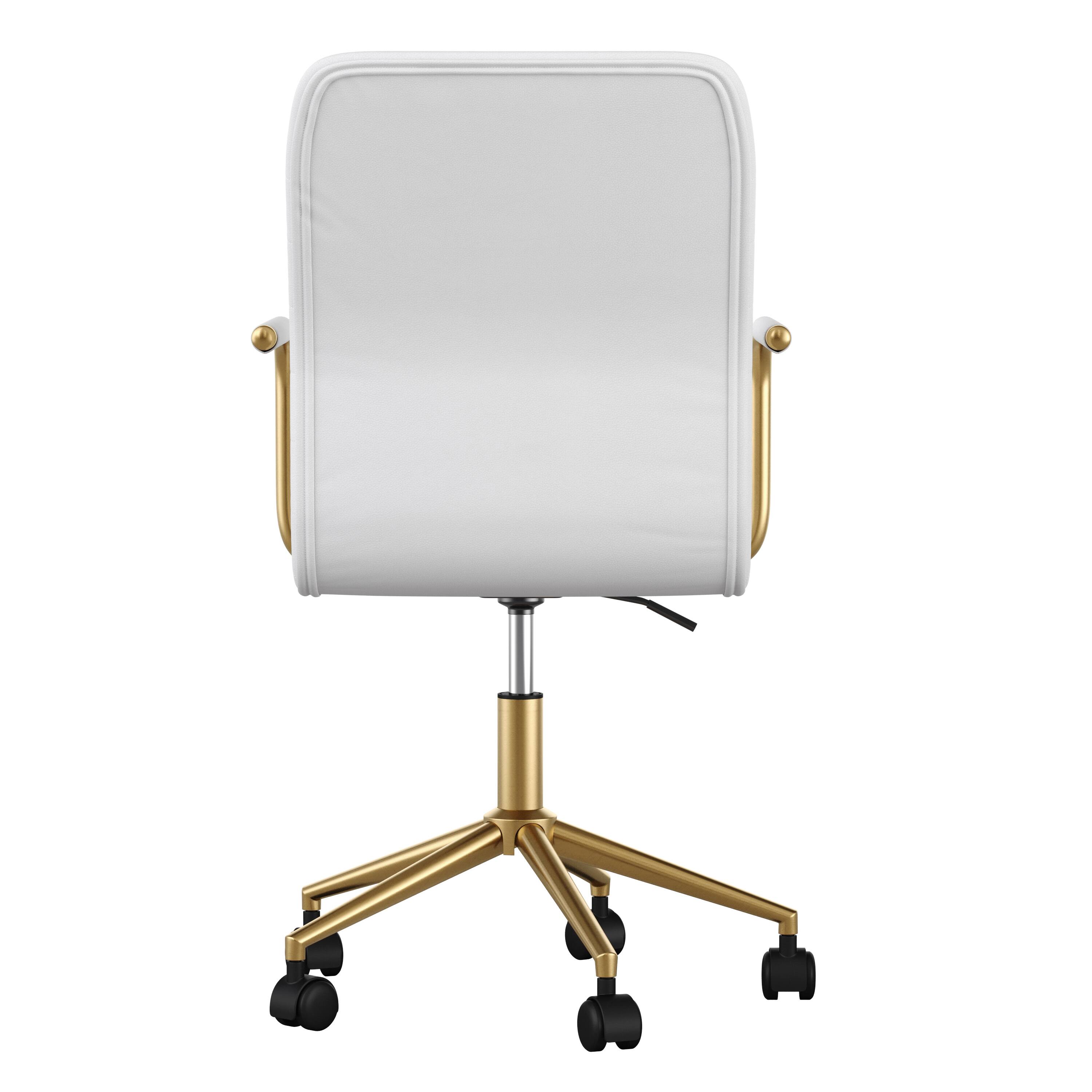Alt View 19. Martha Stewart - Taytum Faux Leather Office Chair - White Faux Leather/Polished Brass.