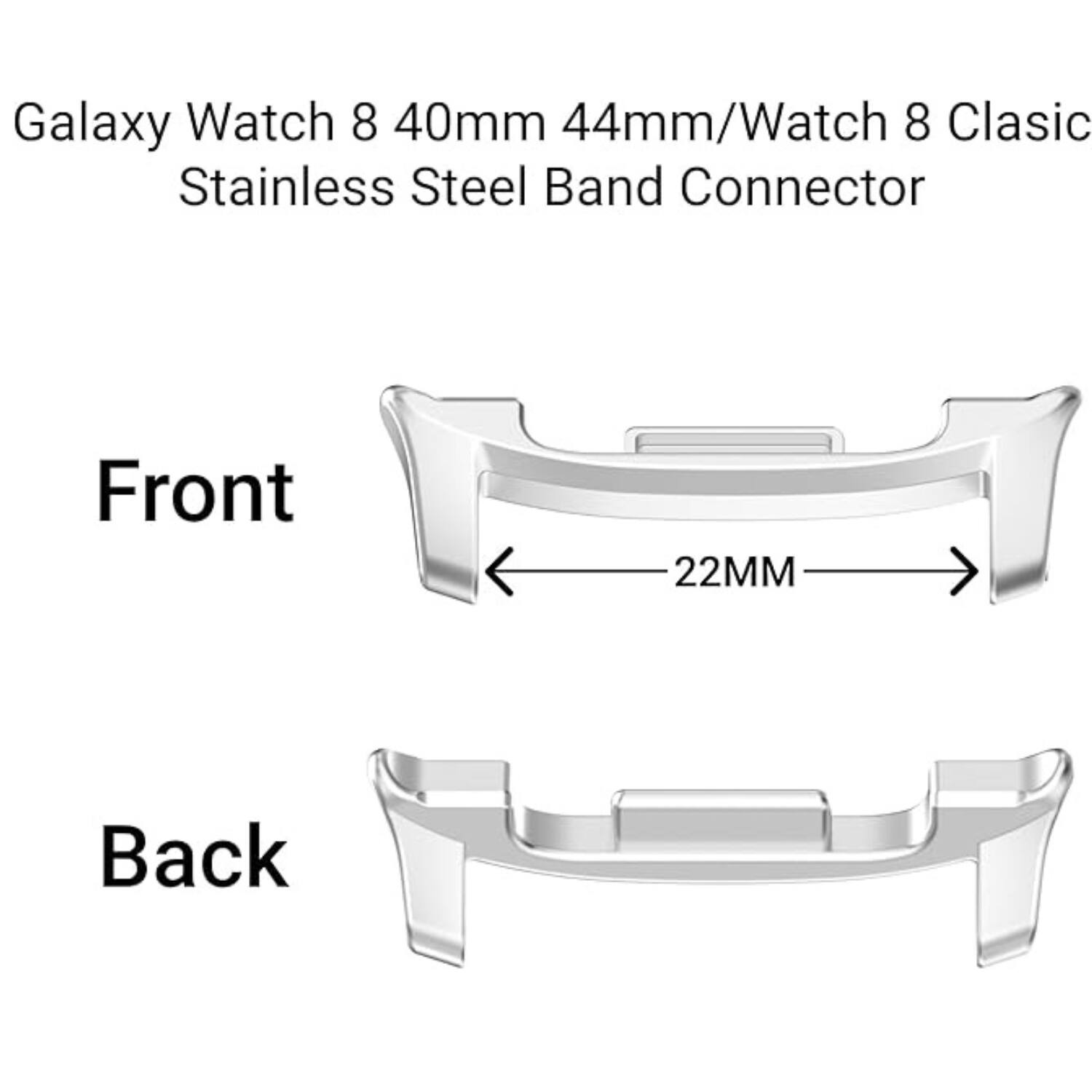 Left. Stock Preferred - 2 Pack Aluminum Metal Watch Band Connector Adapters for Samsung Galaxy Watch 8 40/44mm - RoseGold Silver - RoseGold Silver.