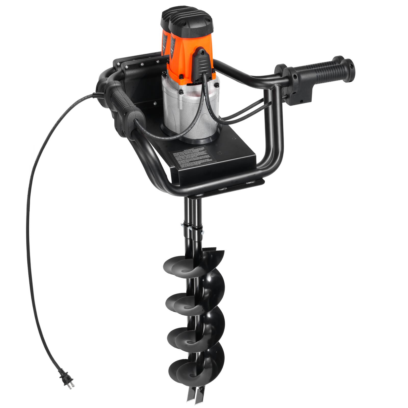 Alt View 5. VEVOR - Electric Post Hole Digger, 5.71 in Auger Bit with 1500W Powerful Motor, 140 RPM Alloy Steel Earth Auger Drill Bit - Black;Orange.