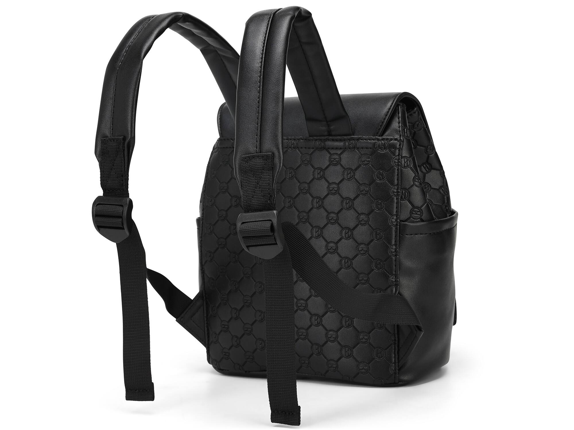 Back. Elle - ELLE Compass 10L Vegan Leather Monogram Mini Backpack - Black - Black.