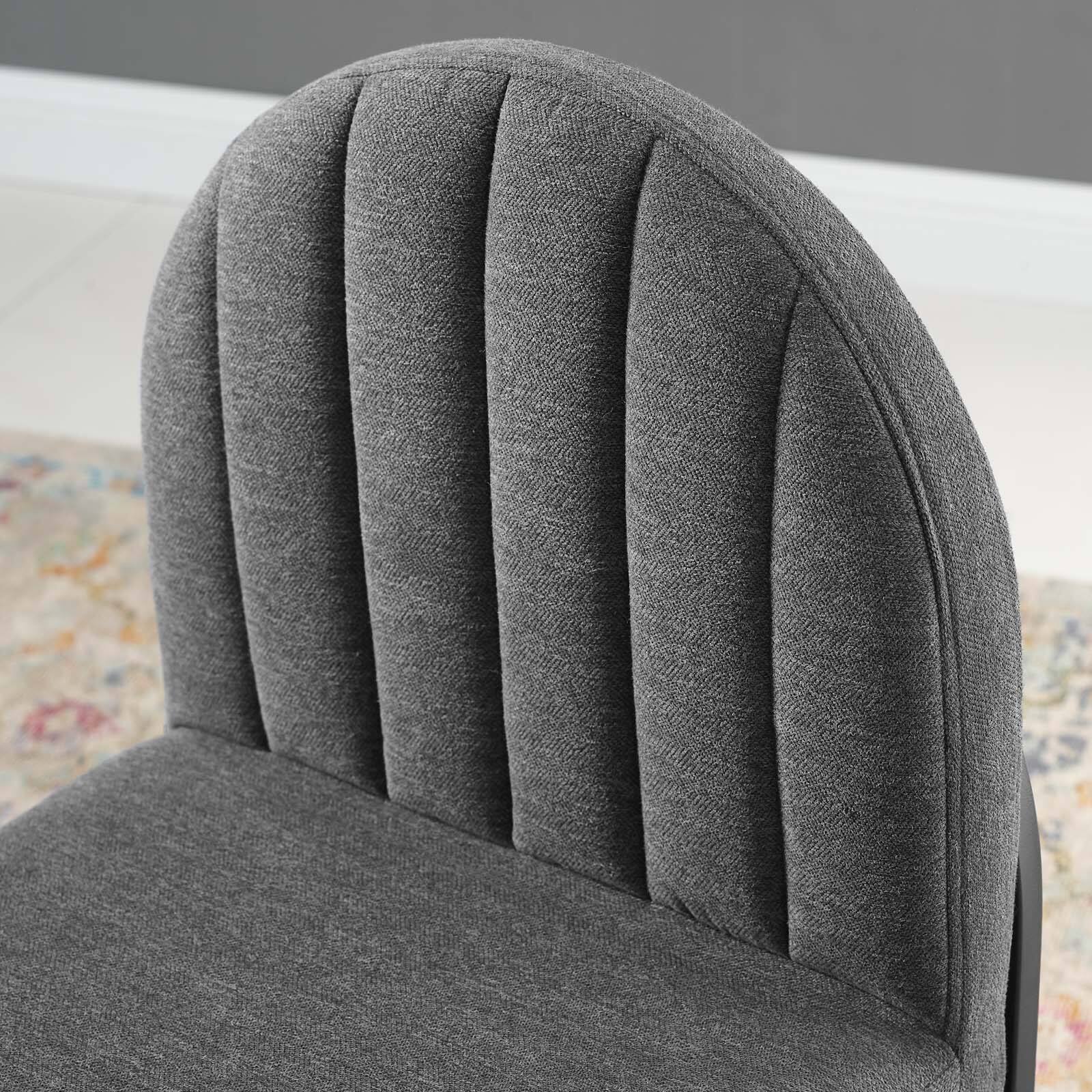 Left. Modway - Isla Channel Tufted Upholstered Fabric Dining Side Chair by Modway - Black Charcoal.