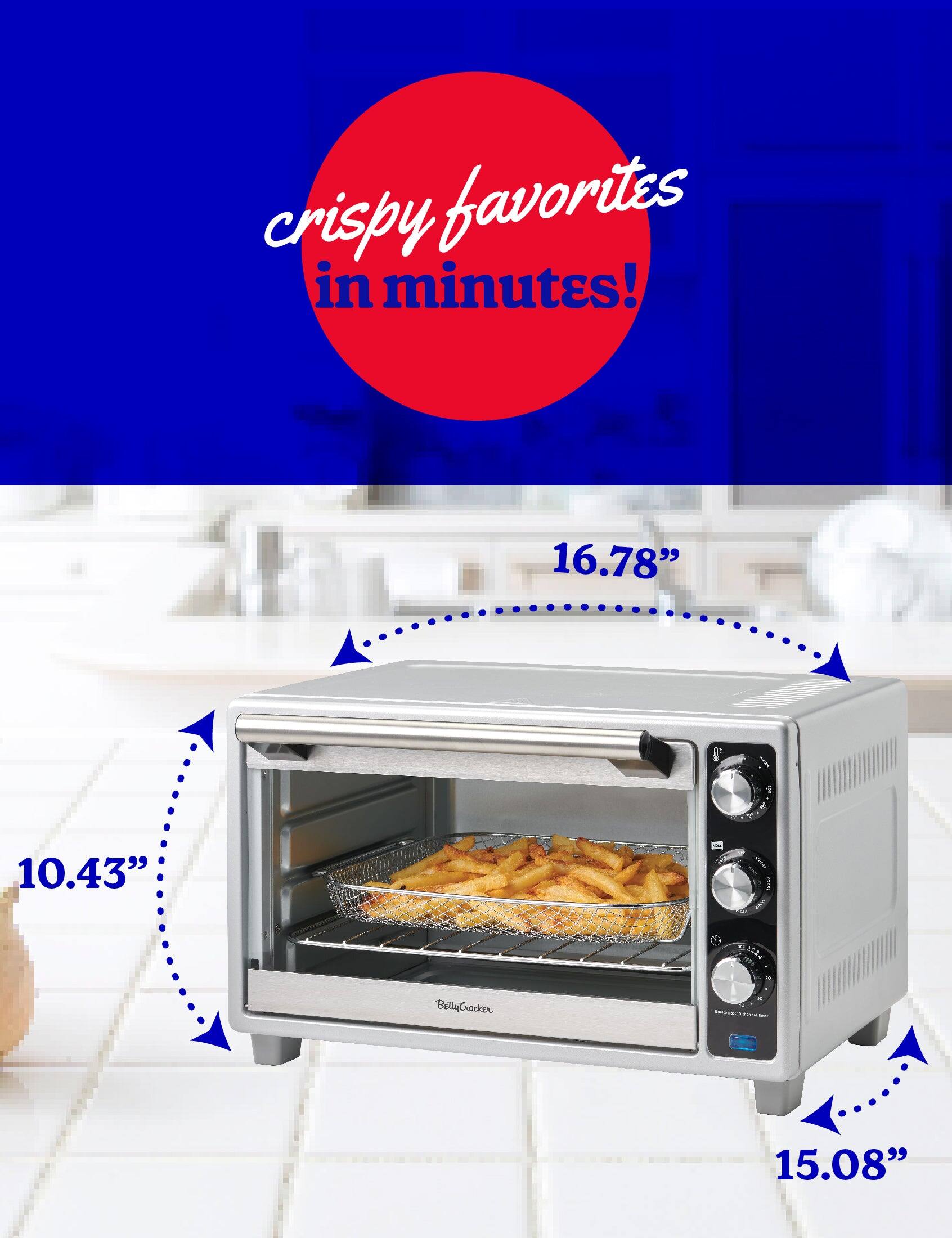 Crispy favorites in minutes! 16.78" x 9" x 10.43"
