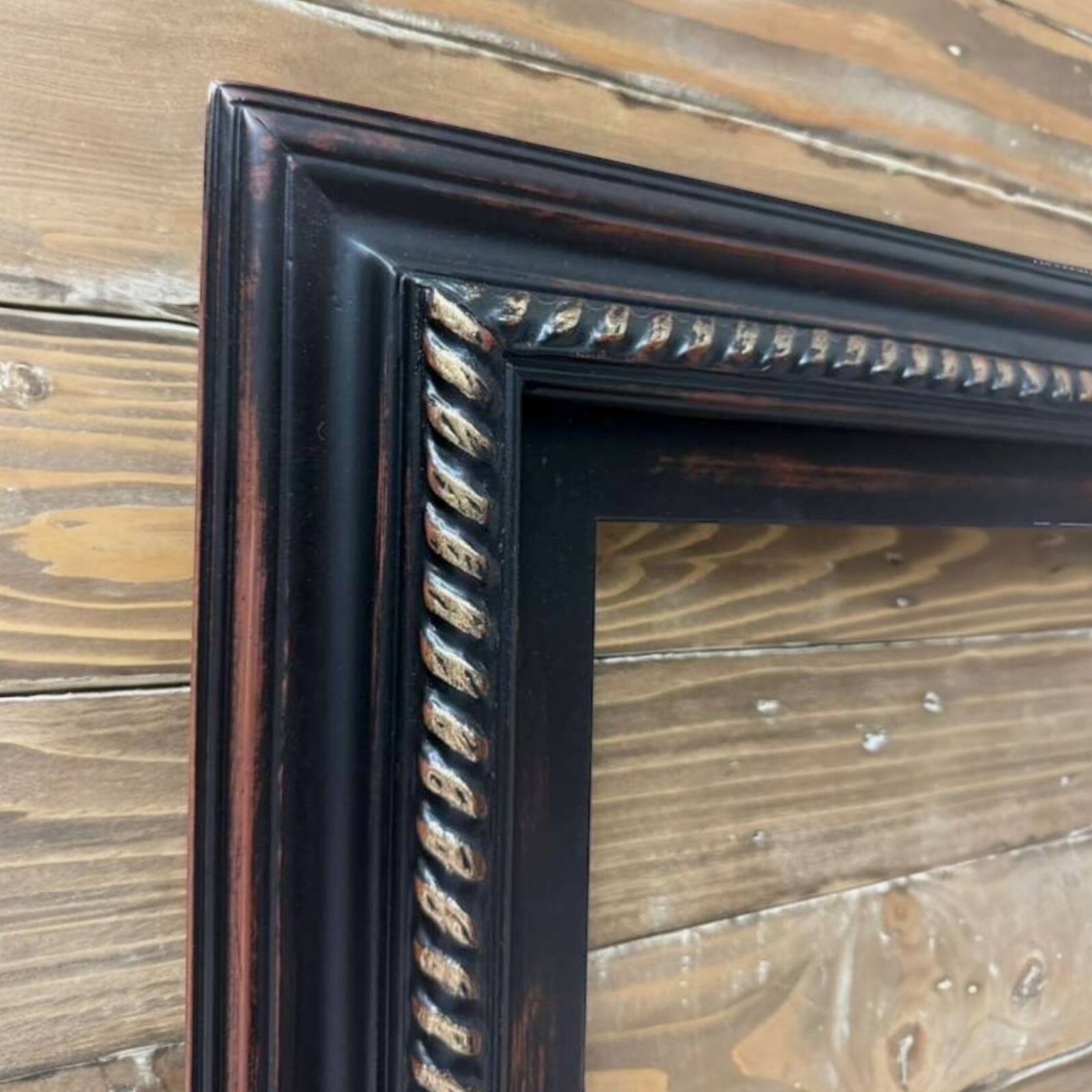 Alt View 1. LAREDO FRAME FACTORY - 65 inch Handmade Ornate Tv frame for Samsung The Frame tv and Frame Pro Model - DISTRESSED BLACK WITH GOLD.