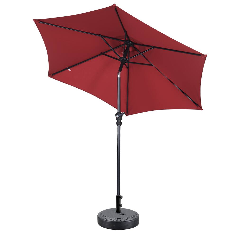 Back. Ainfox - Ainfox 7.5ft Patio Umbrella With Round umbrella base - Red.