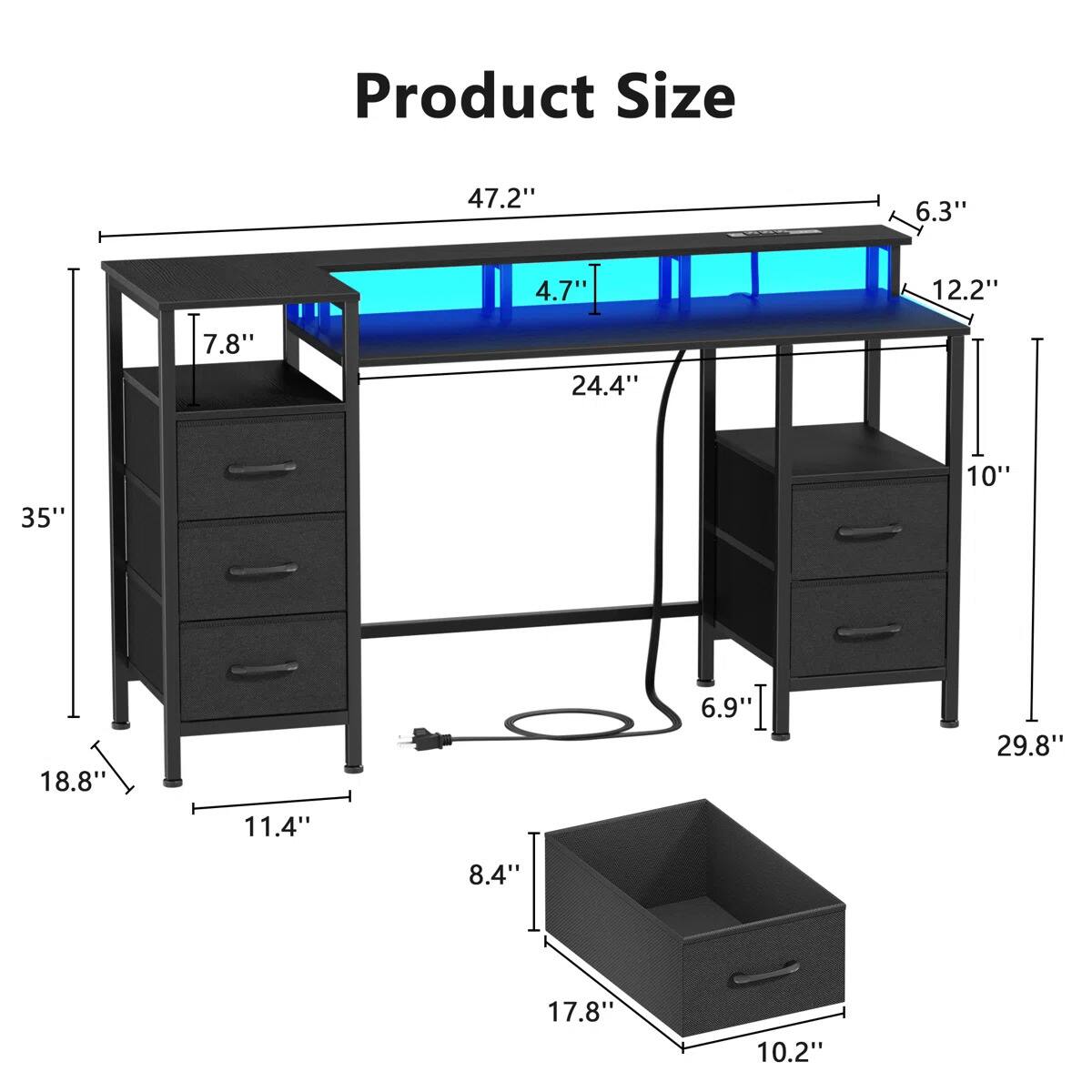 Product Size: 47.2" x 6.3" x 4.7" x 12.2" x 7.8" x 24.4" x 35" x 10" x 18.8" x 6.9" x 29.8" x 11.4" x 8.4" x 17.8" x 10.2"