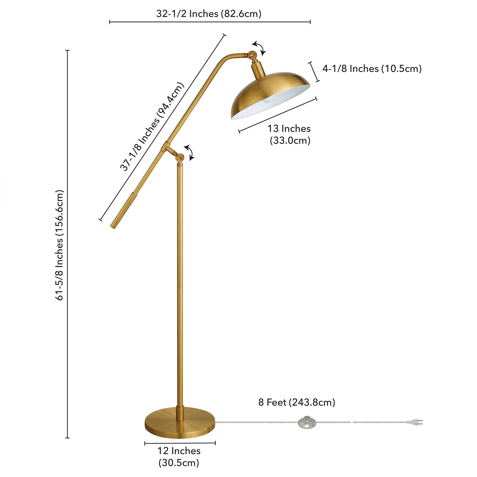 Alt View 13. Hudson&Canal - Devon Floor Lamp - Brass.