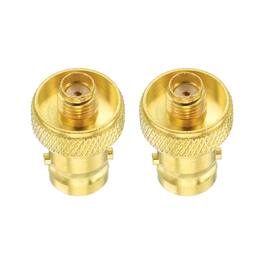 Unique Bargains - 2pcs SMA to BNC Coax Connector, SMA Female to BNC Female Jack 50 Ohm for Antennas/Signal/Ham Radio/Security Cam - Gold