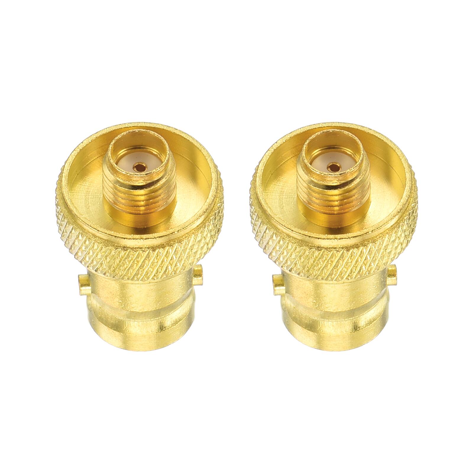 Front. Unique Bargains - 2pcs SMA to BNC Coax Connector, SMA Female to BNC Female Jack 50 Ohm for Antennas/Signal/Ham Radio/Security Cam - Gold.