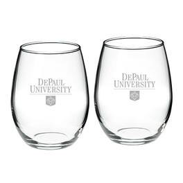 Jardine - DePaul Blue Demons 21oz. 2-Piece Stemless Wine Glass Set - Multicolor