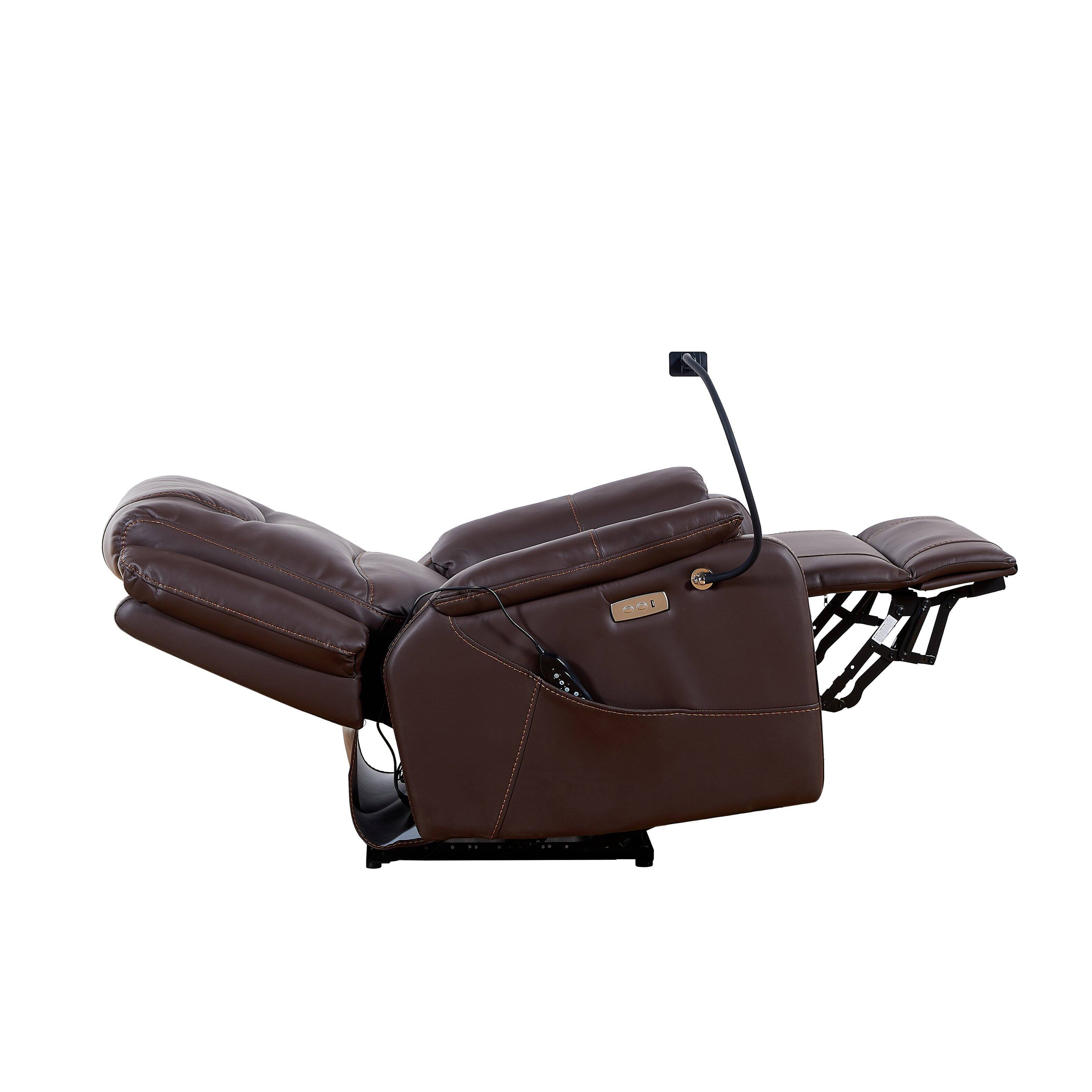 Back. APRILSOUL - Liyasi Zero Gravity Power Recliner Massage Heating Phone Holder Side Pockets Usb Charge Ports - Brown.